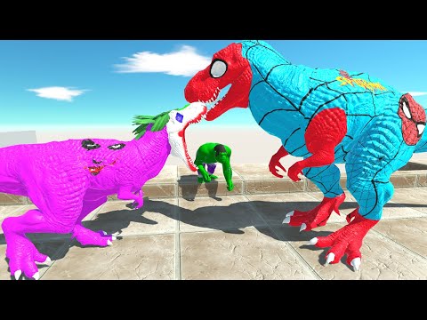 JOKER VS GIANT SPIDERMAN T REX SKY DEATH RUN - Animal Revolt Battle Simulator