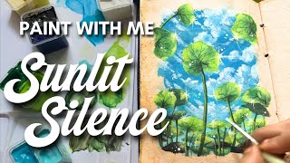 Lily pads gouache painting 🩵☘️|| SUNLIT SILENCE || step by step painting tutorial 