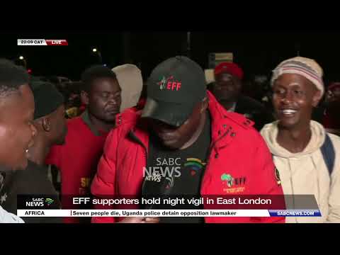 EFF supporters gathering for a night vigil in East London.