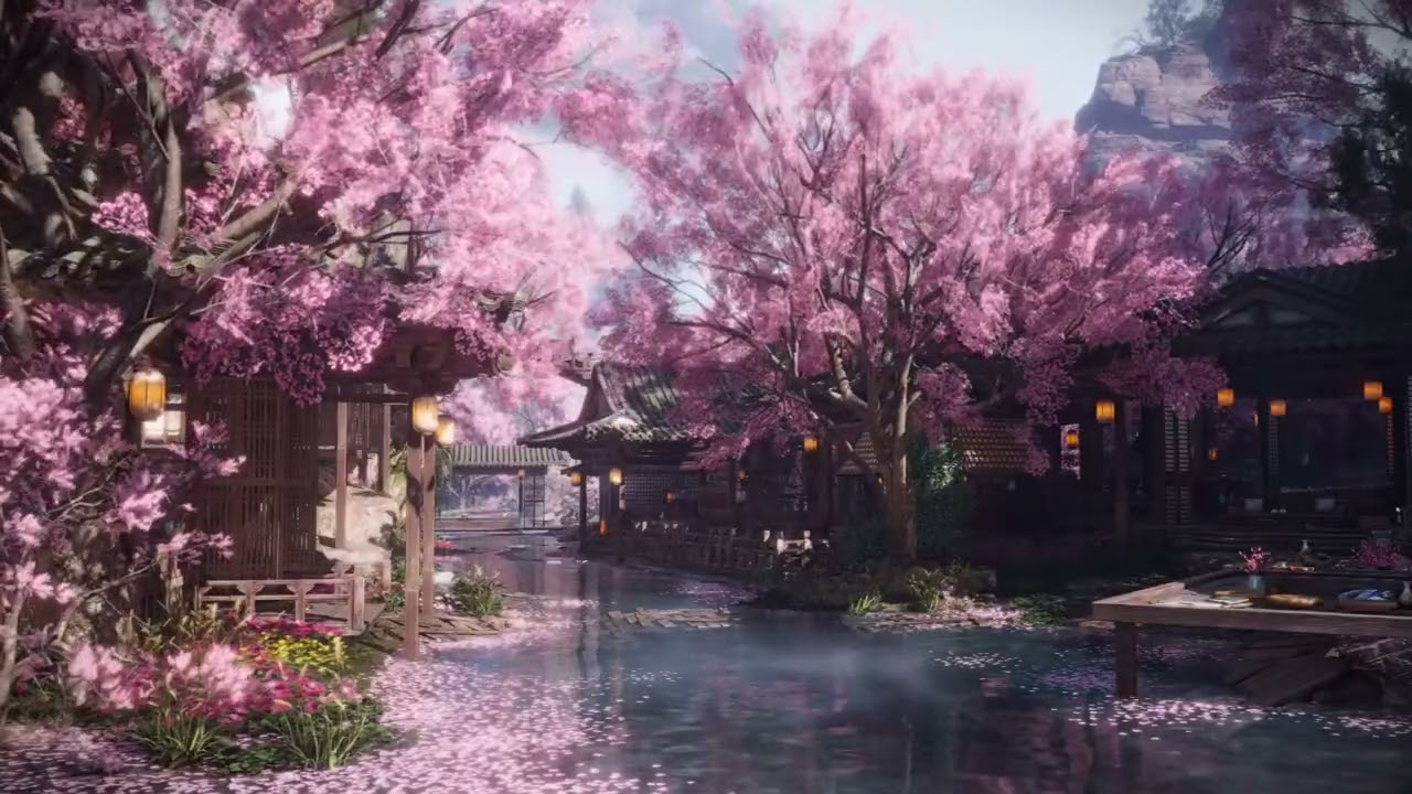 Wondrous Cherry Blossom Village Live Wallpaper   MoeWalls