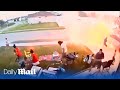Moment Family S Front Lawn Fireworks Party Turns Into A WAR ZONE As Box Of Rockets Catches Fire
