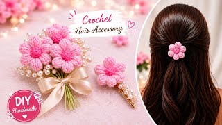 Beginners friendly ! Make these Adorable Puff Flower Crochet  🌸 Bouquet or Hair Clip? 