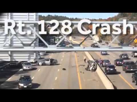 A serious crash on Route 128 North at Grove Street in Newton