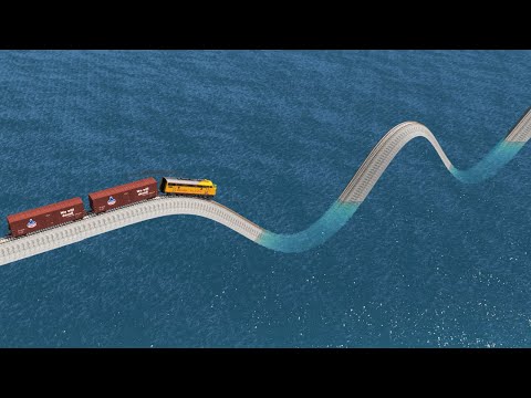 Impossible Weird Wave Rail Tracks Vs Trains Crossing - BeamNG.Drive