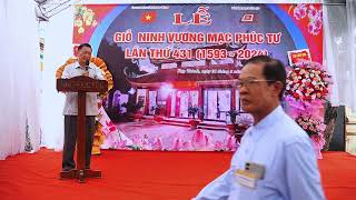 Tiến sỹ Hoàng Văn Kể phát biểu tại lễ giỗ Ninh Vương Mạc Phúc Tư lần thứ 431