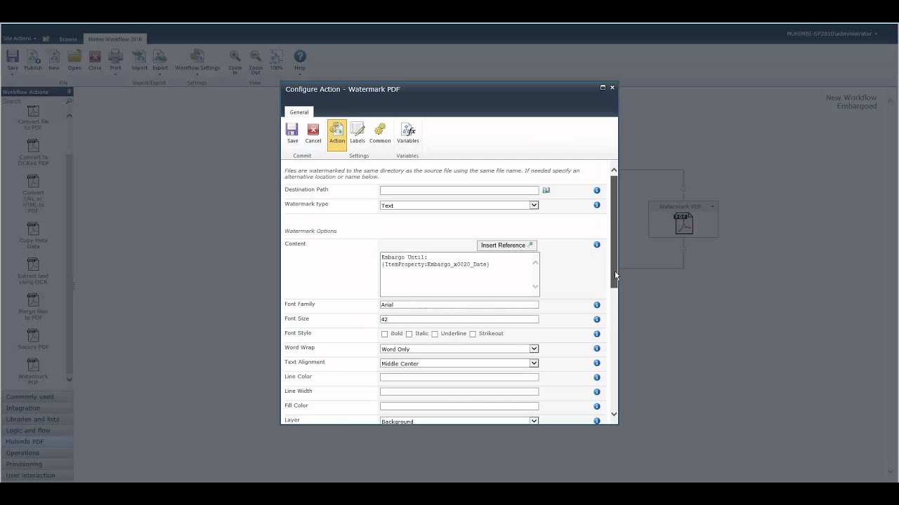 Apply Simple PDF Watermarks using Nintex Workflow