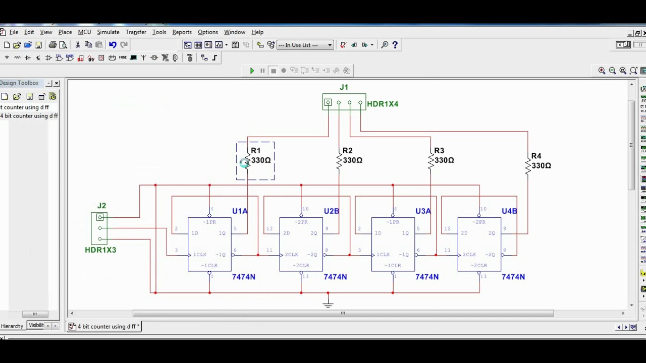 PCB Design for 4 Bit Binary Counter