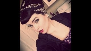 Rockabilly/Pin Up Look:Bettie Bangs and Bouffant Style With Bandana