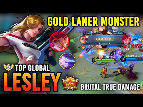 GOLD LANER MONSTER!! LESLEY BEST BUILD 2023 | TOP GLOBAL LESLEY GAMEPLAY - MOBILE LEGENDS