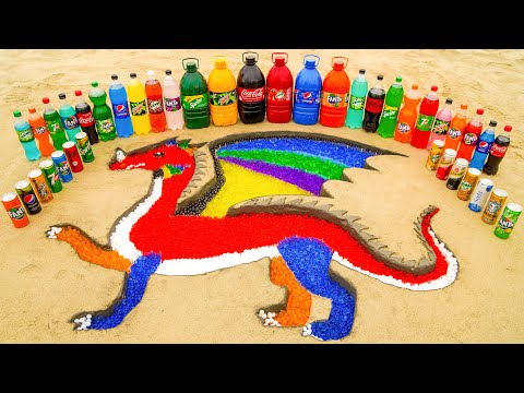 How to make Rainbow DRAGON with Orbeez Colorful, Big Coca Cola, Fanta and Mentos & Popular Sodas