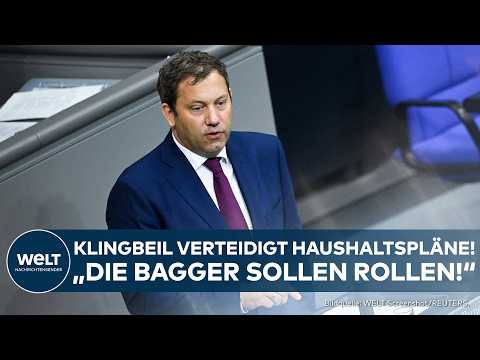 BUNDESTAG: Finanzminister Klingbeil verteidigt in seiner Rede Haushaltspläne! "Bagger sollen rollen"