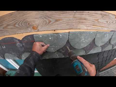 Schmuckband  in Giebel decken - Colorschiefer von Theis Böger - Schiefer Schuppendeckung Dachdecker