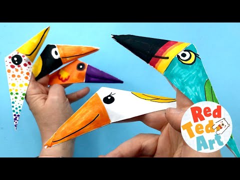 Paper Bird Finger Puppet - Easy Origami Bird Toy made from Recycled Paper