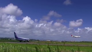 preview picture of video '夏空と仙台空港 飛行機の離陸と着陸 Beautiful scenery Airplane's Landing&Takeoff Japan'