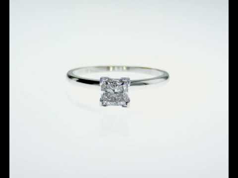 Solitaire Diamond Ring Princess Cut 0.97 Carat D SI2