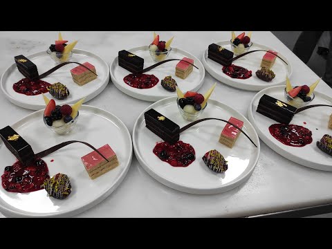 exotic pastry and fruits with plating #pastry #entire #dessert