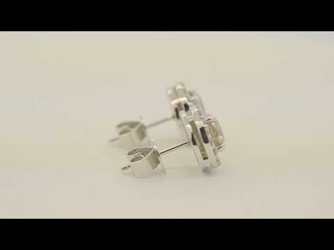 Diamond Stud Halo Earrings 2ctw 14k- 360° View