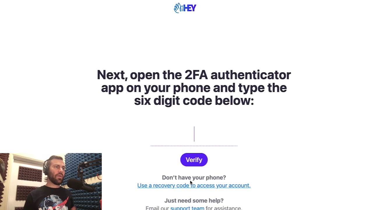 2FA Recovery Codes in HEY