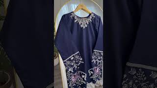 Navy Blue Embroidered Lawn Farshi Shalwar - Video 1