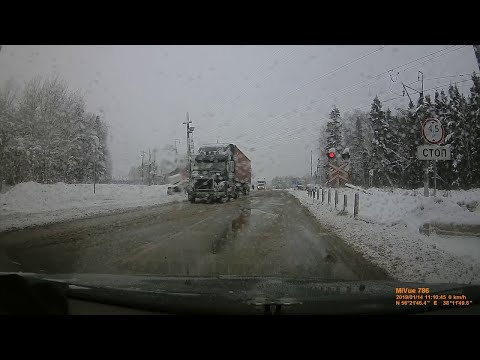 Stalled Semi Carrying Salt Ploughed by Train || ViralHog