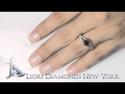 BDR-SOLD-027 - 1.05 Carat Certified Natural Black Diamond Engagement Ring 18k White Gold