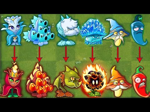 All Plants Team FIRE vs ICE - Who Will Win? - PvZ 2 Team Plant vs Team Plant v11.0.1