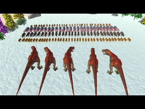 5 Vs 80 T-REX Vs MODERN MAMMALS 25 COSTs DOWN🔥 Which One Will Won - Animal Revolt Battle Simulator