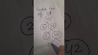 factor tree of 168# maths # prime factors of 168