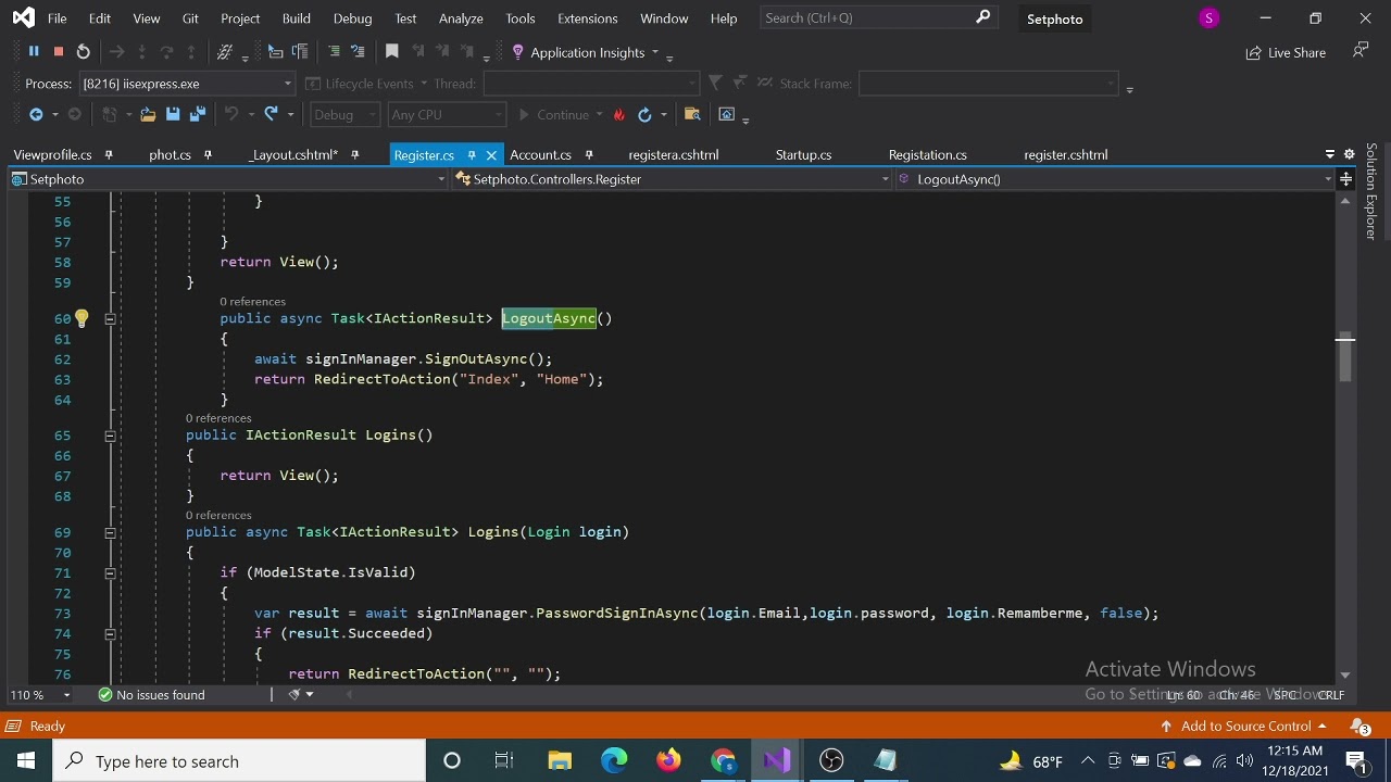 ArgumentNullException: Value cannot be null. (Parameter 'password')Microsoft.AspNetCore.Identity.Use
