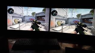 HP x27i vs. Dell S2721DGF - SLOW MOTION Comparison of input lag / reaction time. Part 1