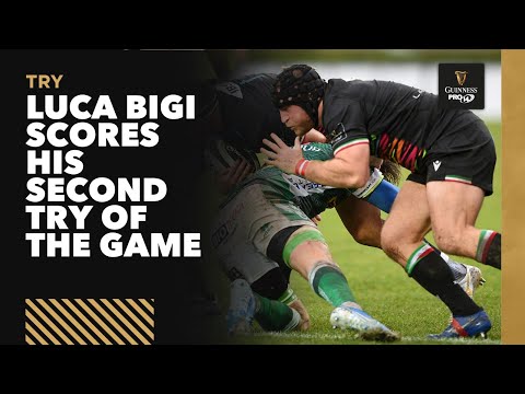 Luca Bigi scores his second of the game for Zebre