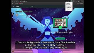 WApp+ - Customize your WhatsApp Web background, Blur Overlay and toggle chat sidebar.