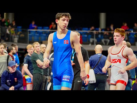 U20 E. Thompson (USA) vs I. Timirbiev (NOR). Greco-Roman 60kg youth wrestling.