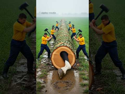 Rescue Mare From Giant Log! #humanity #horse #animals #pets #rescue
