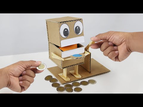 How to Make a Box Eating Coin - Coin Bank from Cardboard