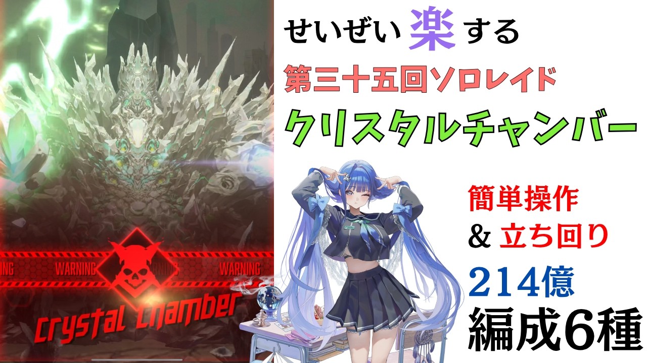 【NIKKE】せいぜい楽する第35回ソロレイド クリスタルチャンバー（灼熱有利） チャレンジモード 安定編成5+1種 解説（214億）【ニケ】