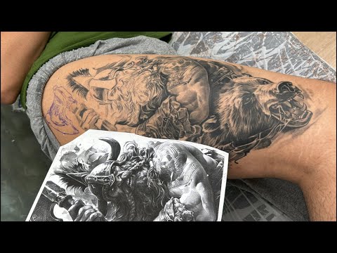 LIVE TATTOO LEG VIKING by Zar1