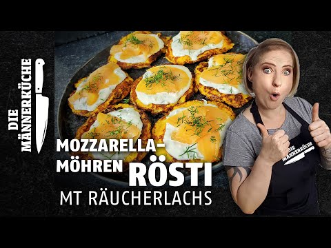 Mozzarella Möhren Rösti mit Räucherlachs