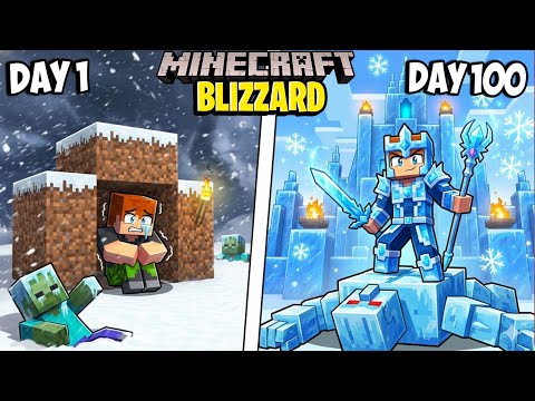 I Survived 100 Days in a BLIZZARD in Minecraft!