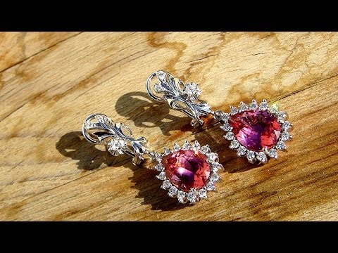 Natural Neon Pink Tourmaline Earrings