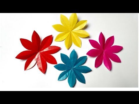 How to make 8 Petal Paper flowers / DIY Paper flowers making ideas .
