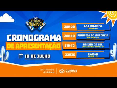 AO VIVO | 10º Festival Junino de Currais-PI | Apresentação das Quadrilhas Locais | 1ª Noite