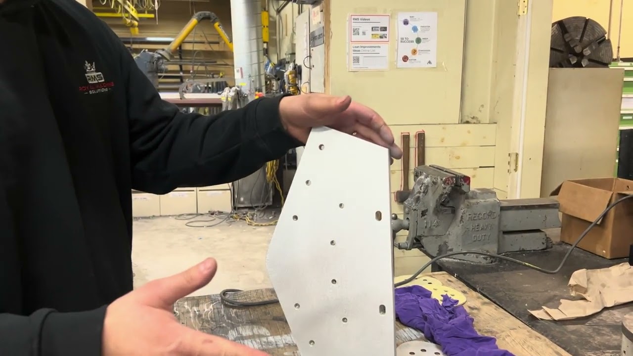 Orbital sanded finish on aluminum parts for consistent look