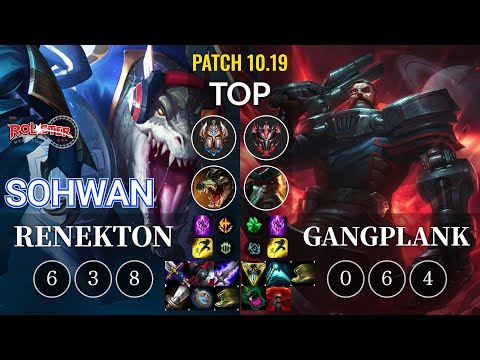 KT SoHwan Renekton vs Gangplank Top - KR Patch 10.19
