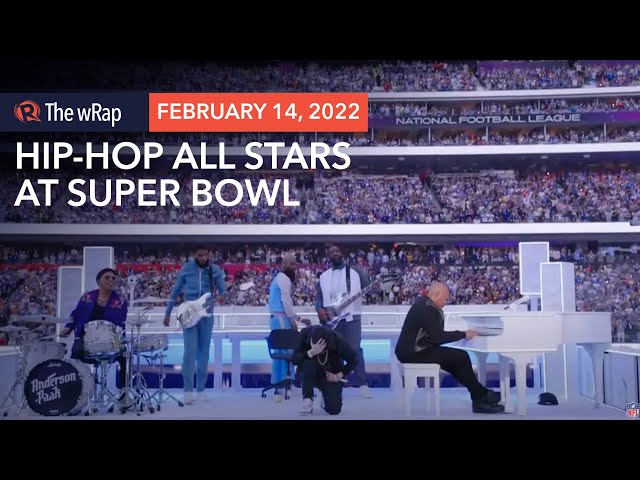 Eminem kneels at Super Bowl’s high-wattage hip-hop halftime show