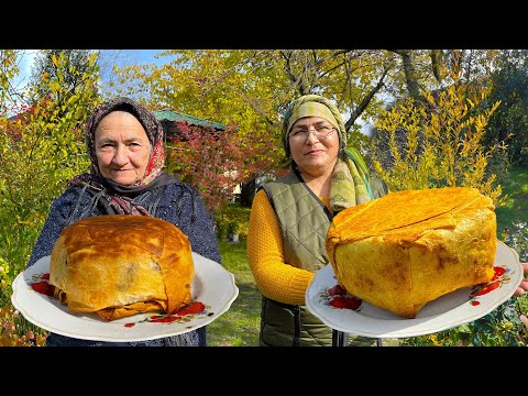 Traditional SHAH PILAF recipe in Azerbaijan Rural Village. Outdoor Cooking in Village Life