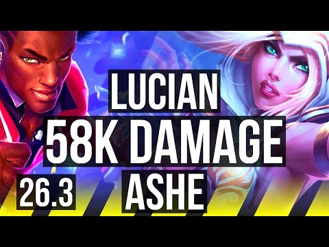 LUCIAN & Sona vs ASHE & Karma (ADC) | 58K damage, Good KDA: 20/3/11 | KR Master | 26.3
