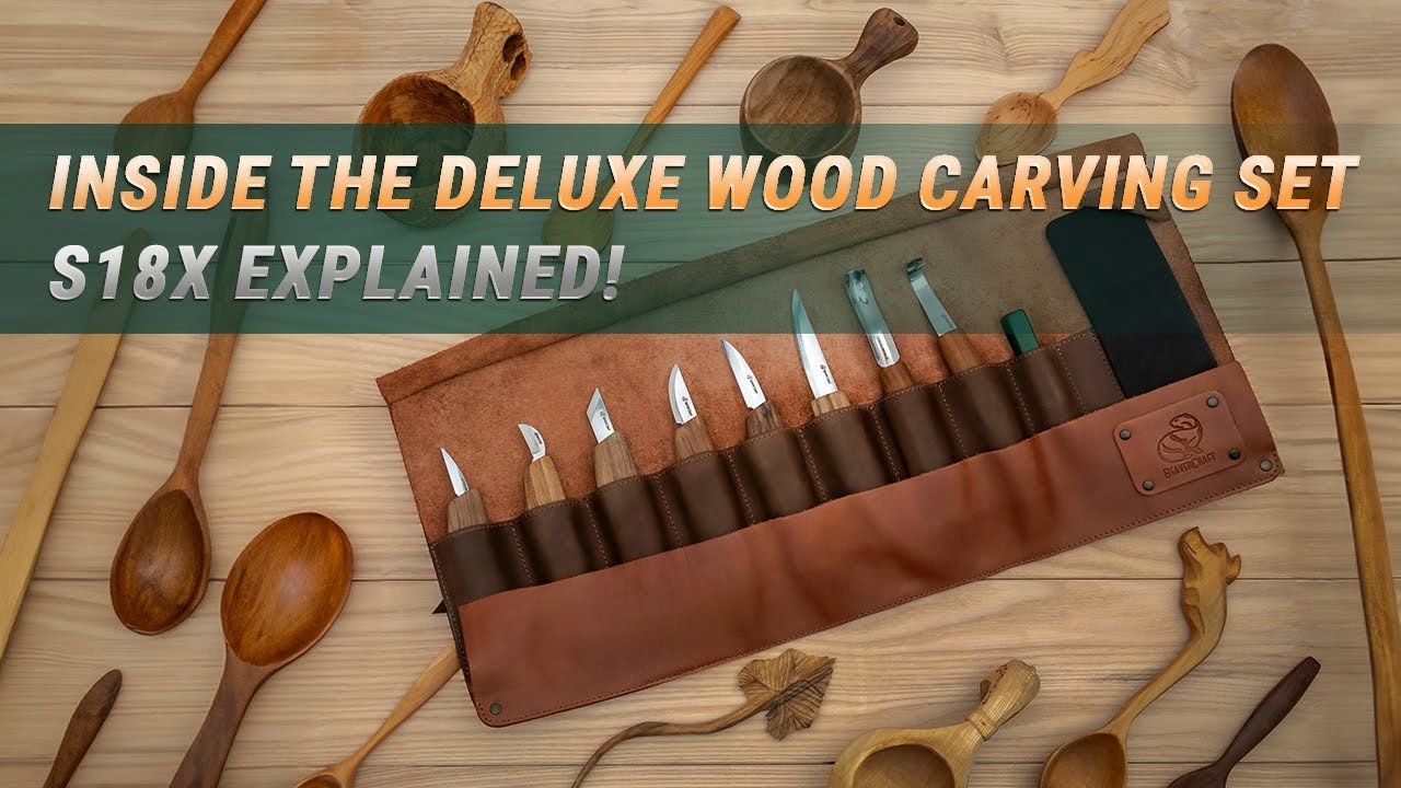 Buy S18X - Deluxe Wood Carving Set With Walnut Handles online
