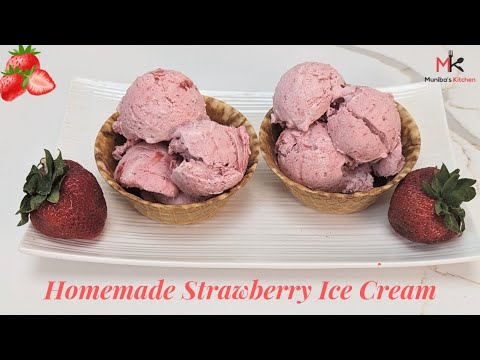 Homemade Strawberry Ice cream | Muniba's Kitchen