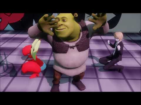 [mmd] byakuya togami x shrek x mr krabs - koshitantan (WARNING SEXY YAOI THREESOME 😳😳😳)